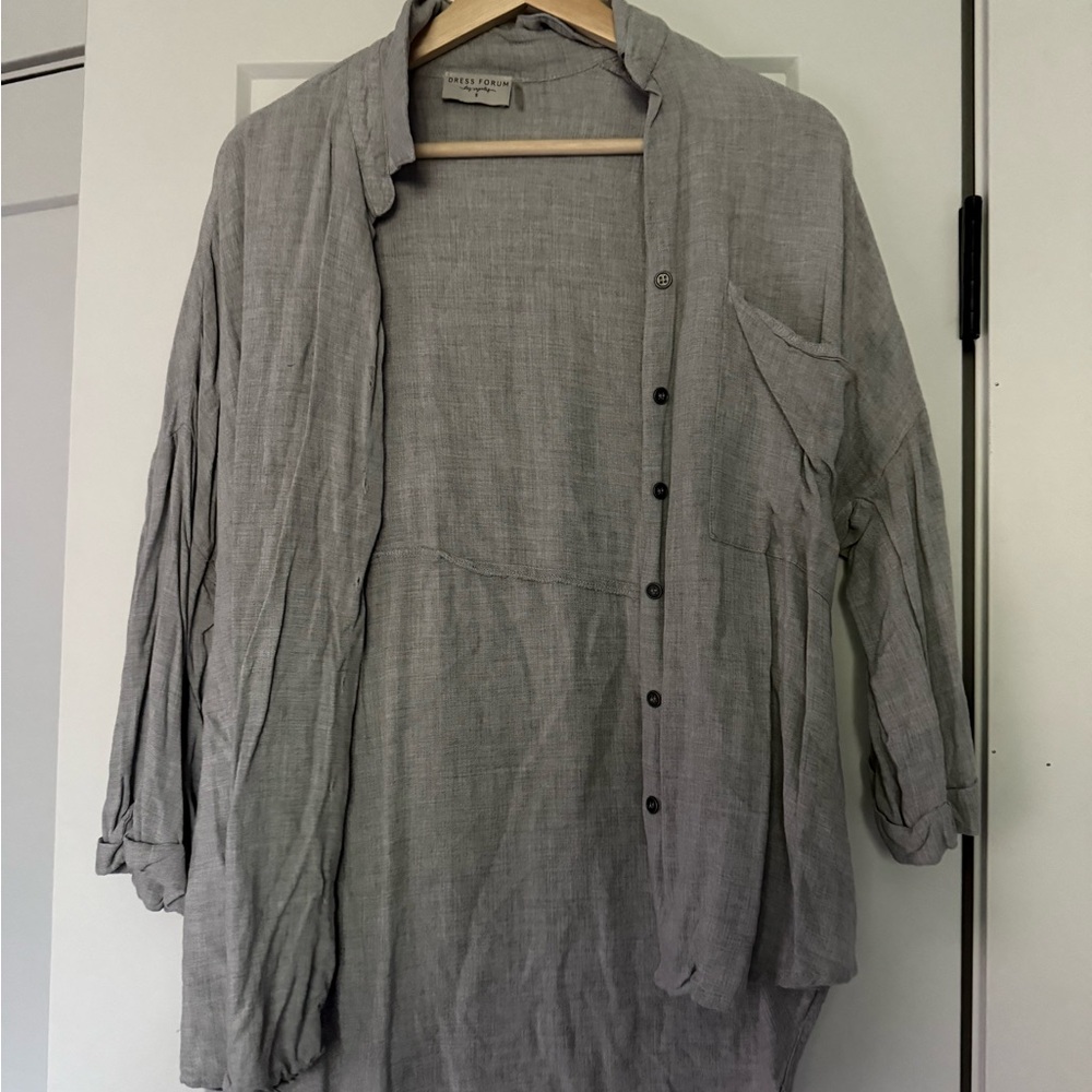 Dress Forum Light Gray Button-Up Blouse